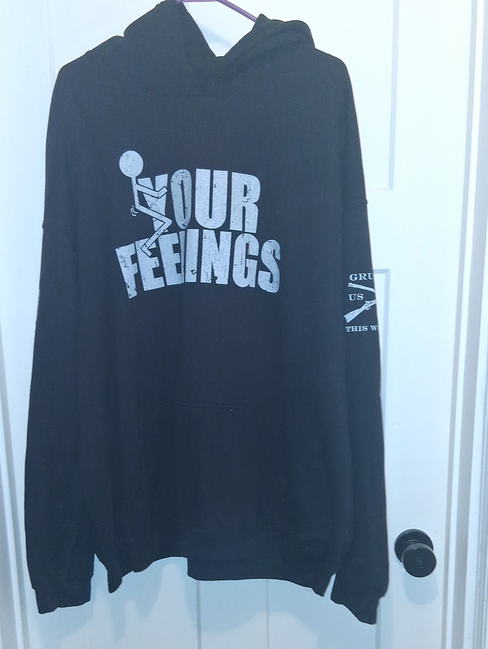 4XL Grunt Style Black Graphic Hoodie - Your Feelings Pullover Hoodie